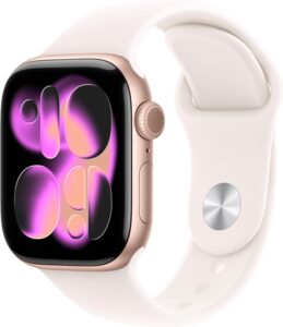 Apple Watch Series 11 [GPS 42mm] Smartwatch with Rose Gold Aluminum Case with Light Blush Sport Band - S/M. Sleep Score, Fitness Tracker, Health Monitoring, Always-On Display, Water Resistant 